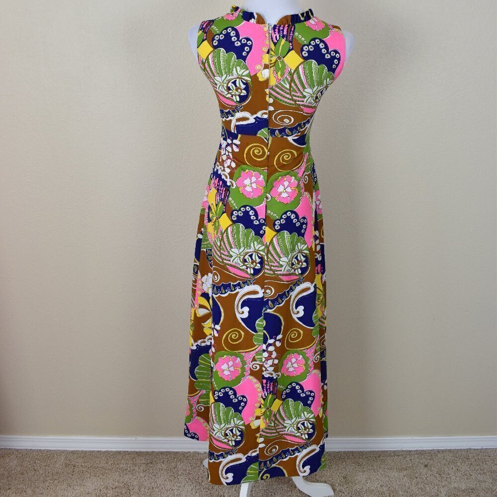 Vintage 60s Mod Floral Midi Dress - 0/2 - Picture 6 of 10